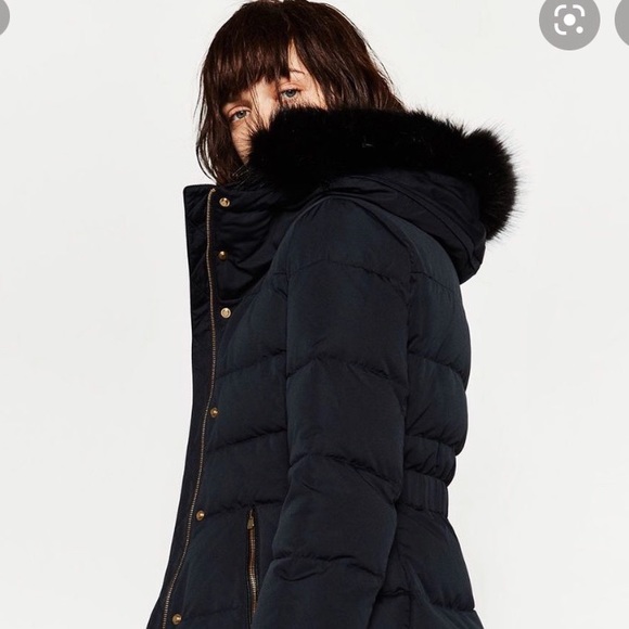 Coats | Zara Navy Anorak Puffer Coat 
